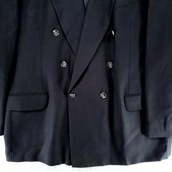 Vintage Joseph Abboud Double Breasted Blazer Jacket Mens 46L Wool Blue - Picture 4 of 16